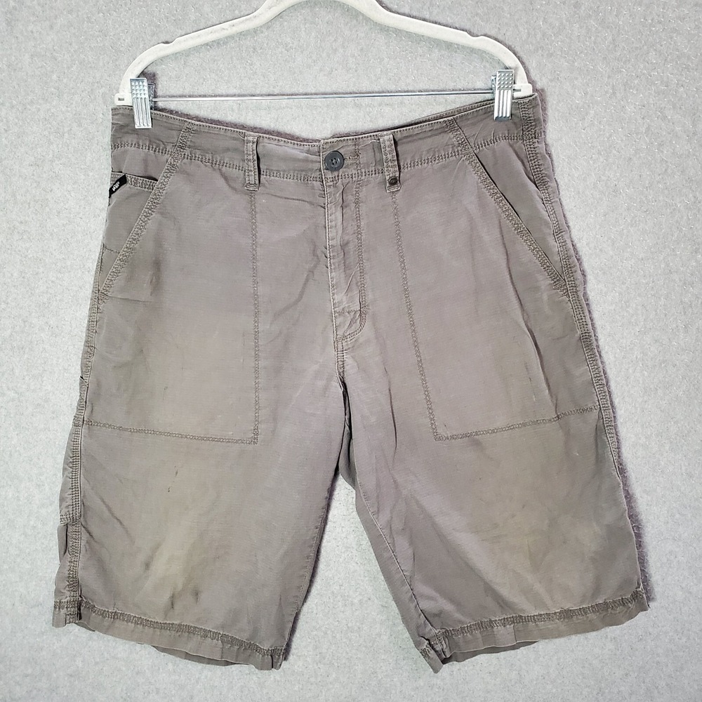 Vans Men Shorts 32 Green Ripstop Chino Pockets Mid Rise 12" Inseam READ